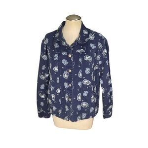 Cabela’s Paisley Button Down Shirt Women’s L Blue Cotton Western